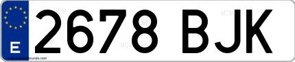 Ejemplo de matrícula española 2678 BJK