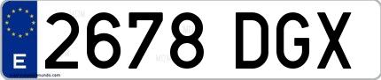 Ejemplo de matrícula de coche ordinaria 2678 DGX