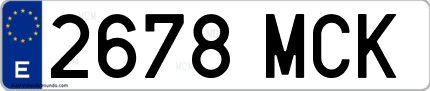 Ejemplo de matrícula de coche ordinaria 2678 MCK