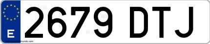 Ejemplo de matrícula española 2679 DTJ