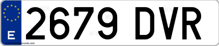 Ejemplo de matrícula de coche ordinaria 2679 DVR