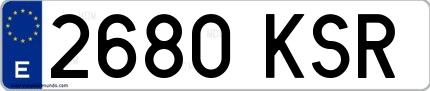 Ejemplo de matrícula española 2680 KSR
