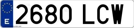 Ejemplo de matrícula española 2680 LCW