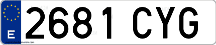 Ejemplo de matrícula de coche ordinaria 2681 CYG