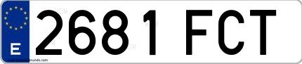 Ejemplo de matrícula española 2681 FCT