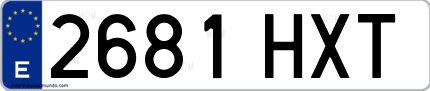 Ejemplo de matrícula de coche ordinaria 2681 HXT
