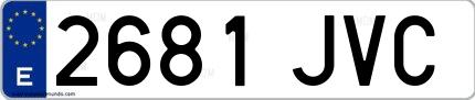 Ejemplo de matrícula española 2681 JVC