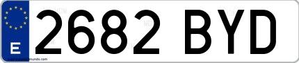 Ejemplo de matrícula española 2682 BYD