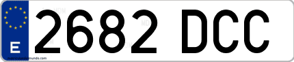 Ejemplo de matrícula de coche ordinaria 2682 DCC