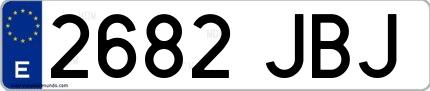 Ejemplo de matrícula española 2682 JBJ