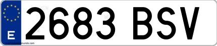 Ejemplo de matrícula española 2683 BSV