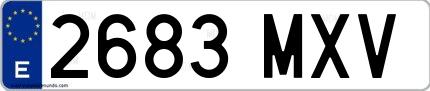 Ejemplo de matrícula española 2683 MXV