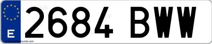 Ejemplo de matrícula española 2684 BWW