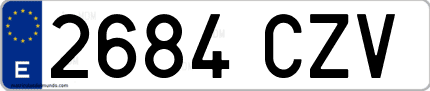 Ejemplo de matrícula de coche ordinaria 2684 CZV