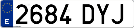Ejemplo de matrícula de coche ordinaria 2684 DYJ