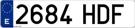 Ejemplo de matrícula de coche ordinaria 2684 HDF