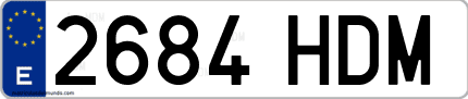 Ejemplo de matrícula de coche ordinaria 2684 HDM