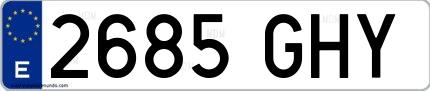 Ejemplo de matrícula española 2685 GHY