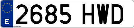 Ejemplo de matrícula de coche ordinaria 2685 HWD