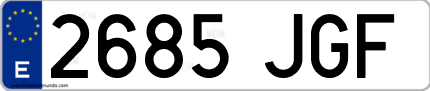 Ejemplo de matrícula de coche ordinaria 2685 JGF