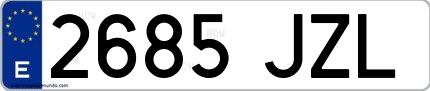 Ejemplo de matrícula española 2685 JZL