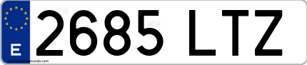 Ejemplo de matrícula de coche ordinaria 2685 LTZ