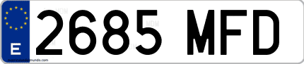 Ejemplo de matrícula de coche ordinaria 2685 MFD