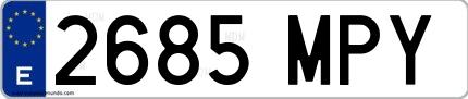 Ejemplo de matrícula española 2685 MPY