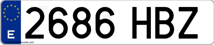 Ejemplo de matrícula de coche ordinaria 2686 HBZ