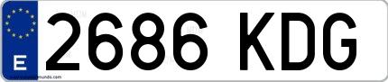 Ejemplo de matrícula española 2686 KDG