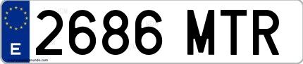 Ejemplo de matrícula de coche ordinaria 2686 MTR