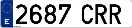 Ejemplo de matrícula de coche ordinaria 2687 CRR
