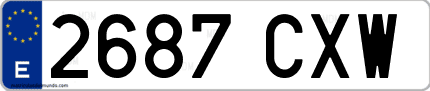 Ejemplo de matrícula de coche ordinaria 2687 CXW