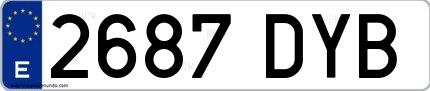 Ejemplo de matrícula española 2687 DYB