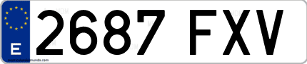 Ejemplo de matrícula de coche ordinaria 2687 FXV