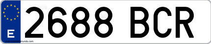 Ejemplo de matrícula de coche ordinaria 2688 BCR