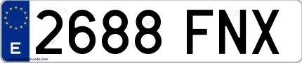 Ejemplo de matrícula española 2688 FNX