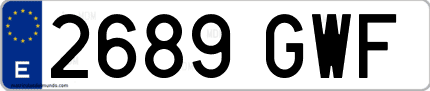 Ejemplo de matrícula de coche ordinaria 2689 GWF