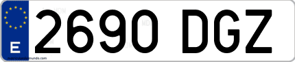 Ejemplo de matrícula de coche ordinaria 2690 DGZ