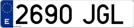 Ejemplo de matrícula española 2690 JGL