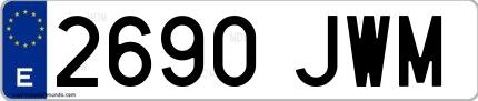 Ejemplo de matrícula española 2690 JWM