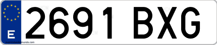Ejemplo de matrícula de coche ordinaria 2691 BXG