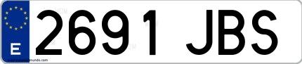 Ejemplo de matrícula española 2691 JBS