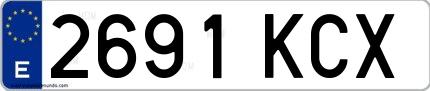 Ejemplo de matrícula española 2691 KCX