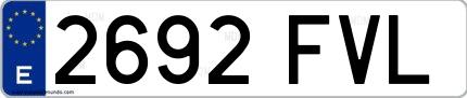Ejemplo de matrícula española 2692 FVL