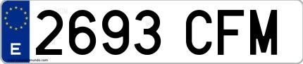 Ejemplo de matrícula española 2693 CFM