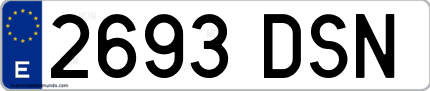 Ejemplo de matrícula de coche ordinaria 2693 DSN