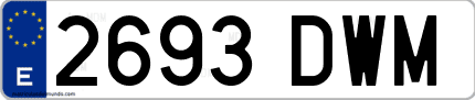 Ejemplo de matrícula de coche ordinaria 2693 DWM