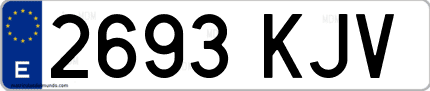 Ejemplo de matrícula de coche ordinaria 2693 KJV