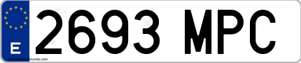 Ejemplo de matrícula de coche ordinaria 2693 MPC